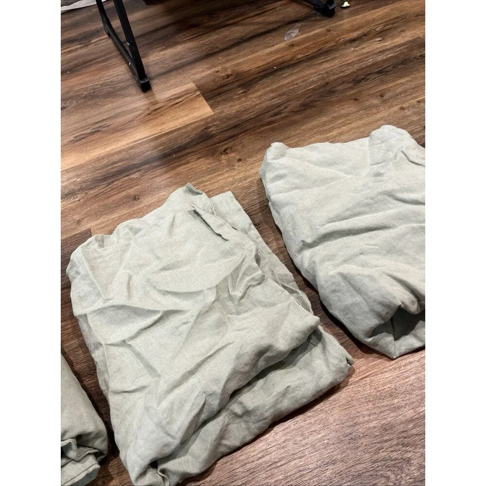 Quince European Linen Duvet Cover Set Full/Queen Willowleaf Green.